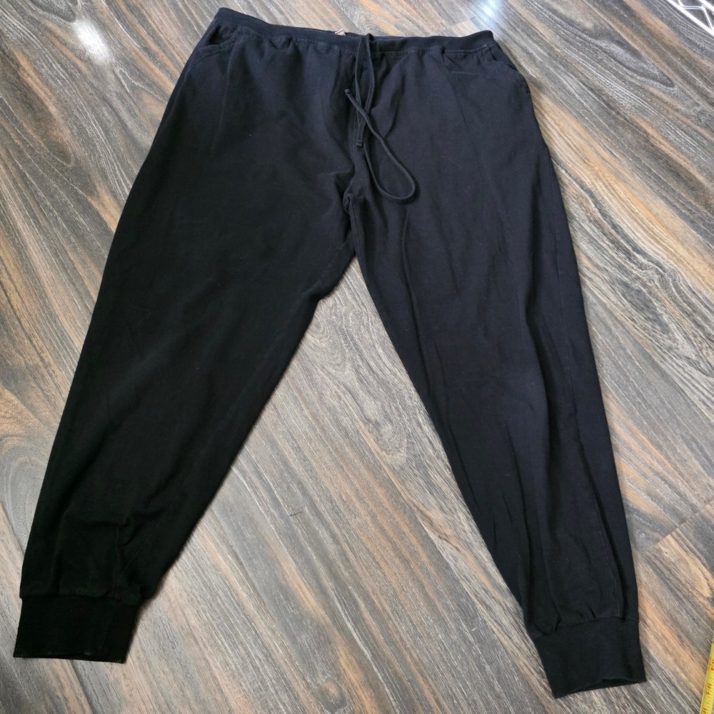 Zenana Womens Plus 2X Black Cotton Spandex Jogger Pants Drawstring CP-3514